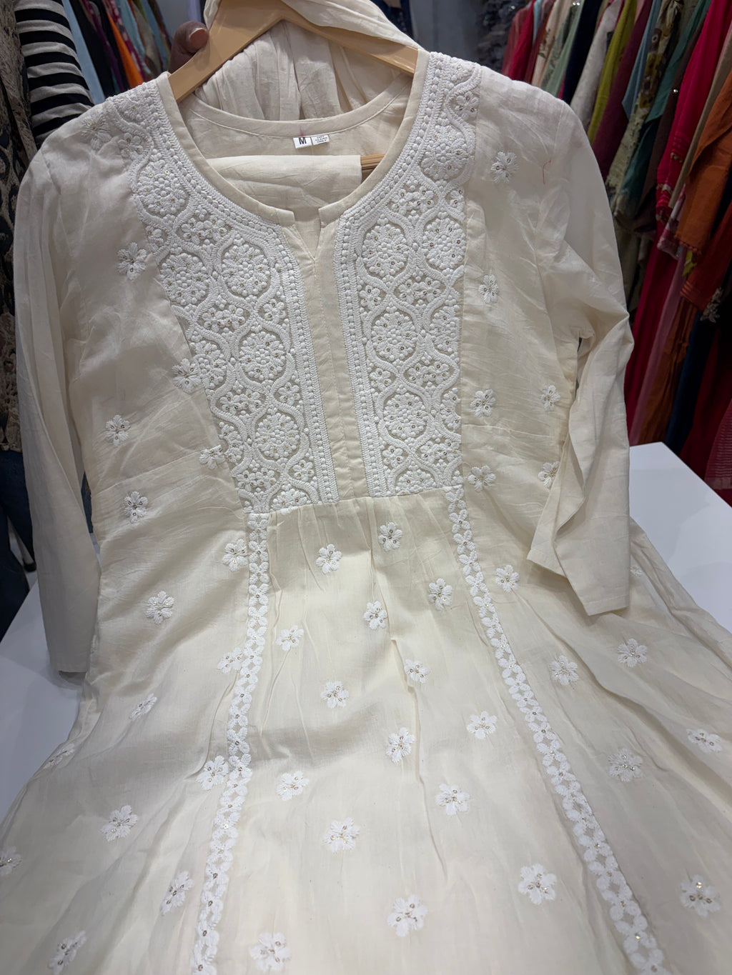 The Ivory Equation – Chikankari A-Line Suit Set ⭐