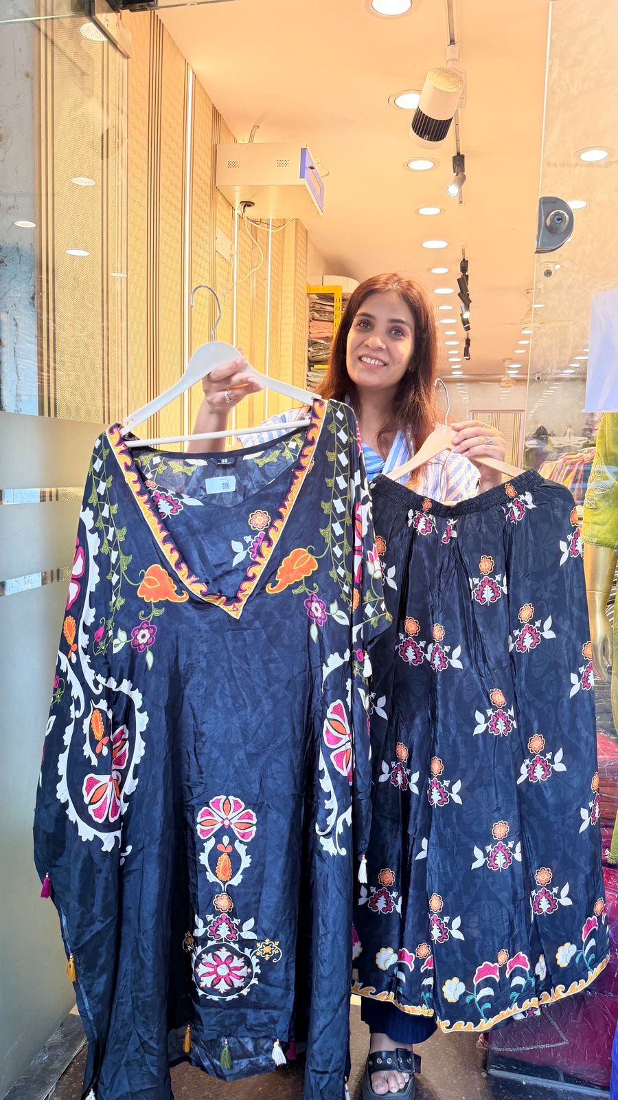 Midnight Bloom Bustier Kaftan Set