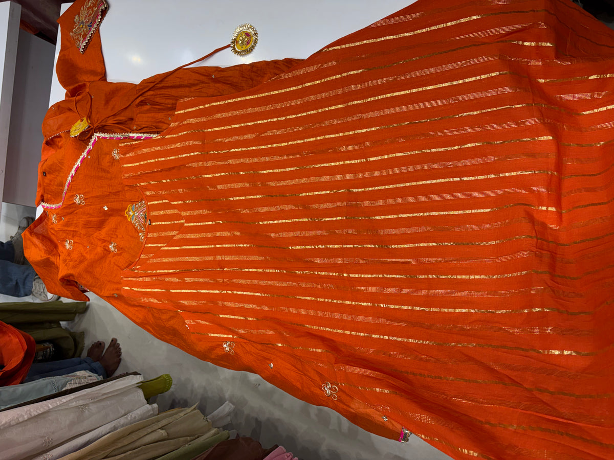 The Angrakha in Ember – Mul Chanderi Suit Set ⭐
