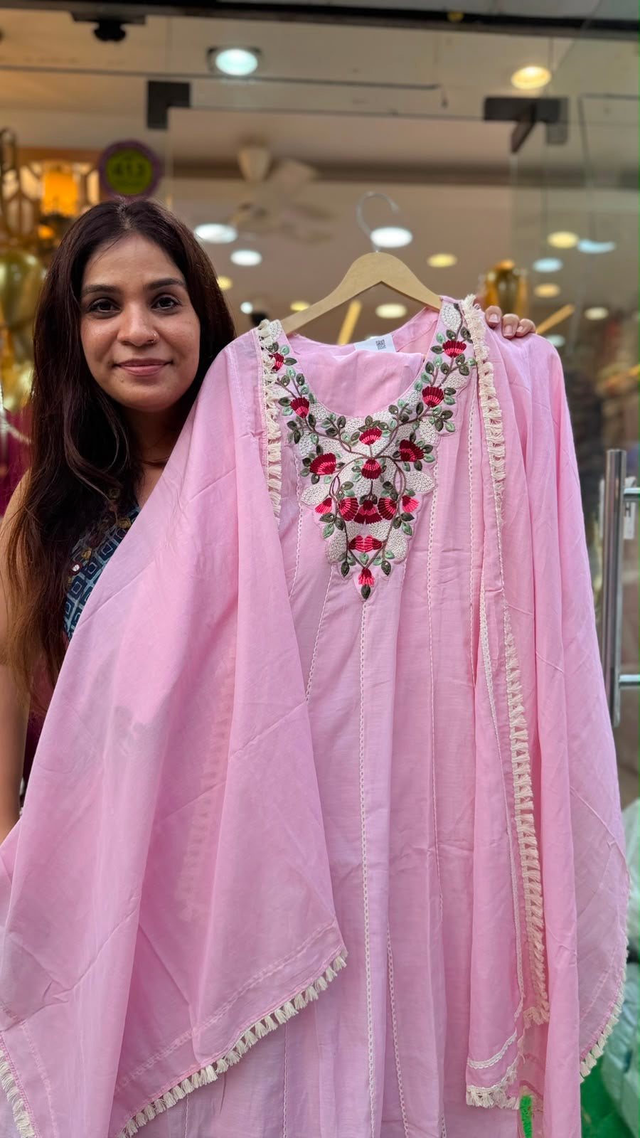 Rosé Bloom Mul Chanderi Trilogy