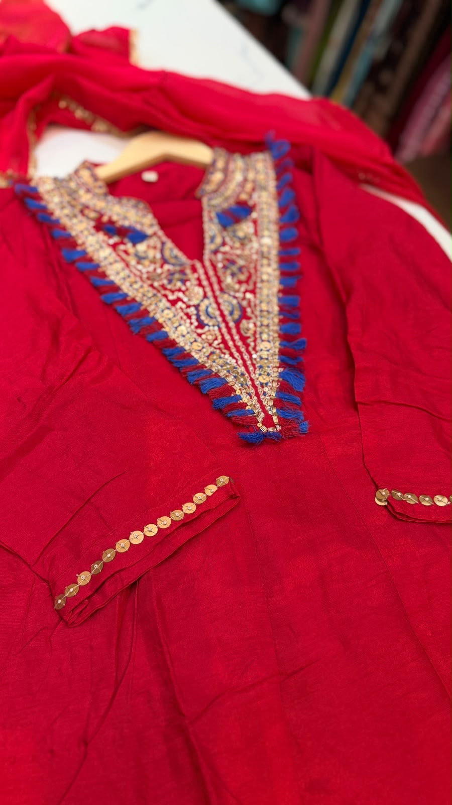 The Colour Contrast Affair – Embroidered Festive Suit Set