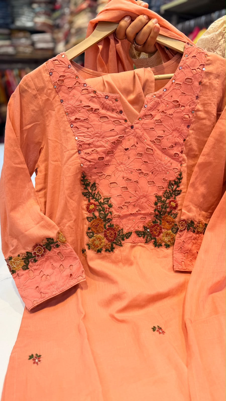 Floral Cutwork Embroidered Suit Set