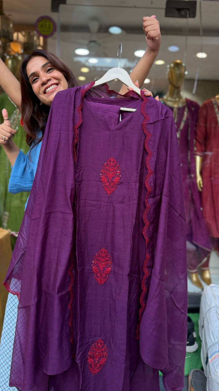The Colour Correspondence – Mul Chanderi Suit Set
