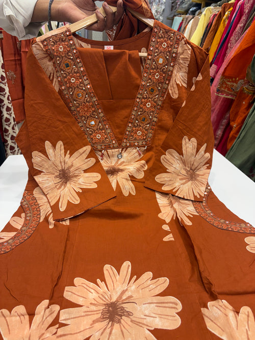 Florals in Full Swing – Printed Anarkali Suit Set ⭐