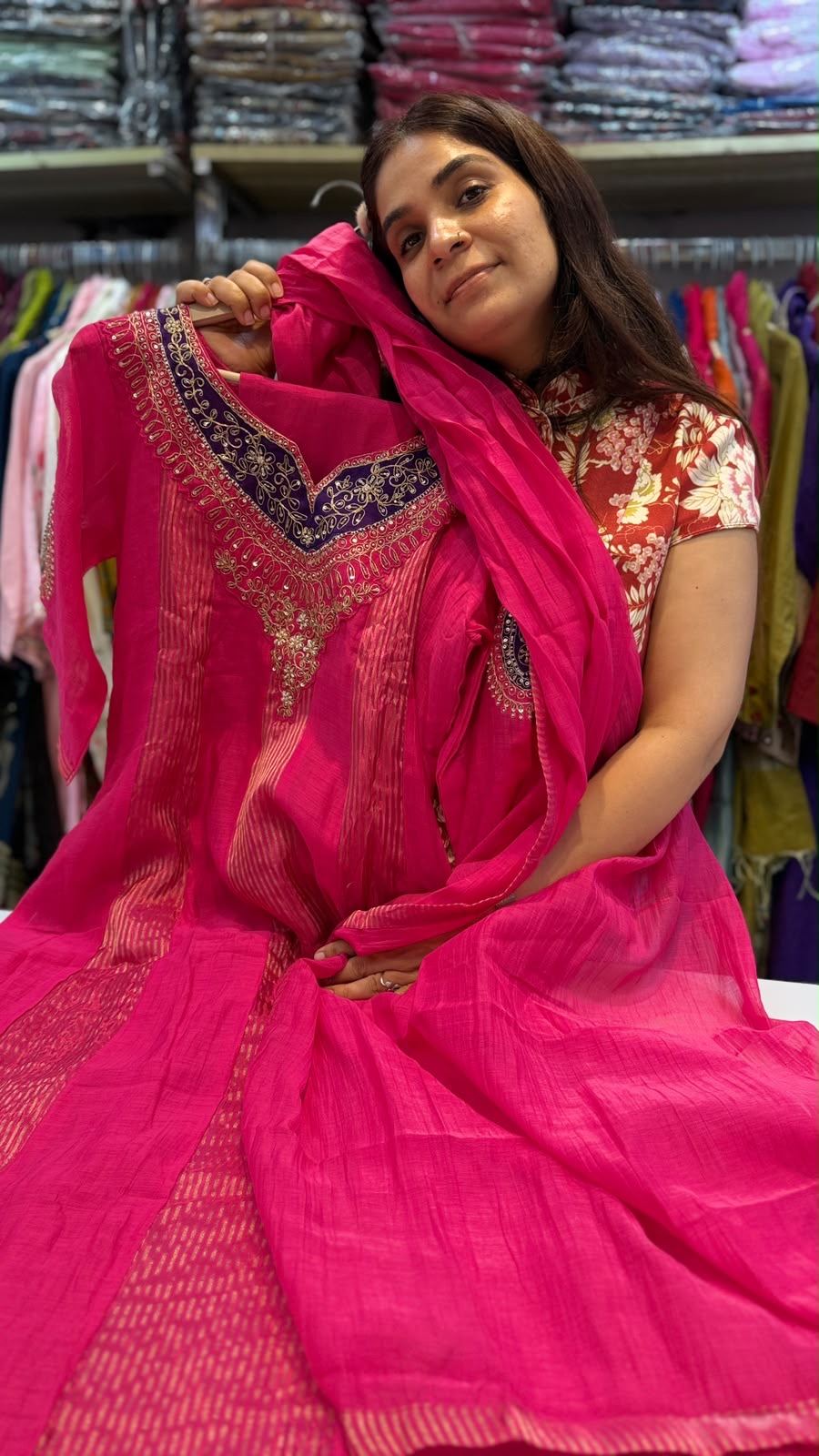 The Contrast Crown – Mul Chanderi Suit Set