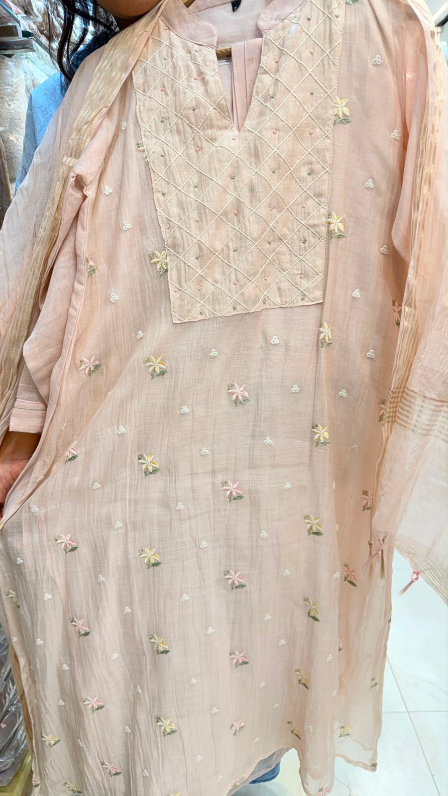 Blush Petaline Mul Chanderi Suit Set