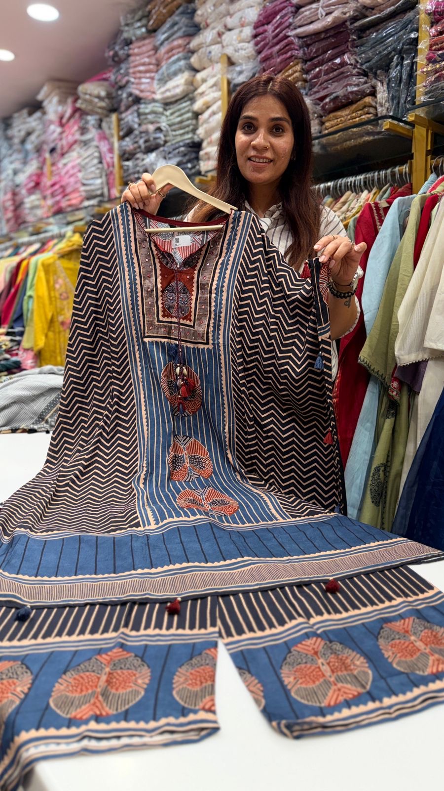 Indigo Rhythm Kaftan Set