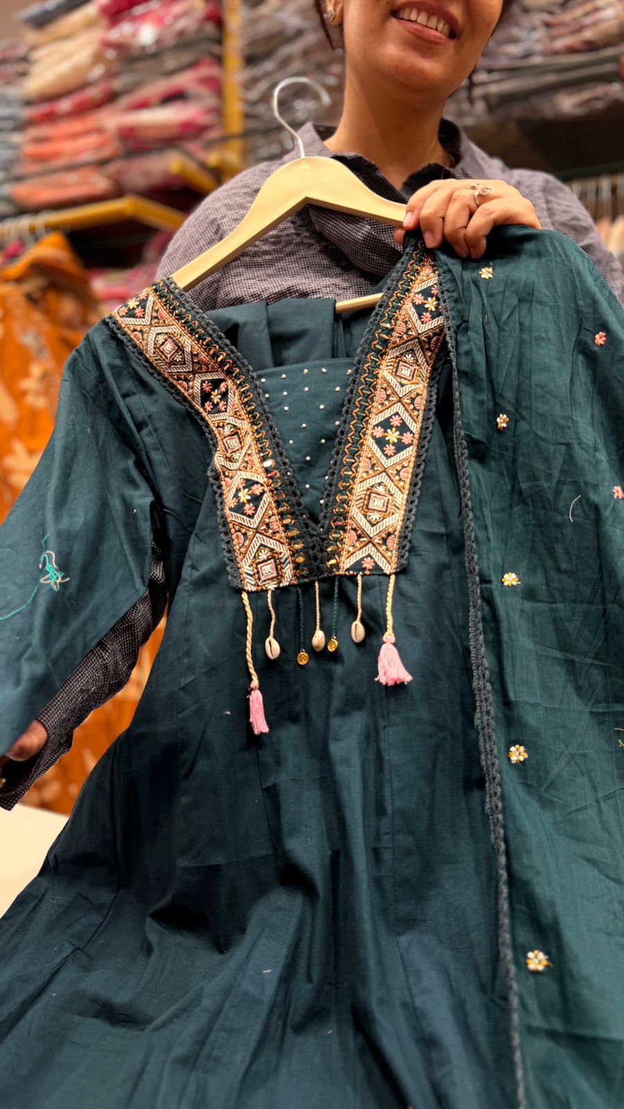 Teal Blue Tasseled Suit Set