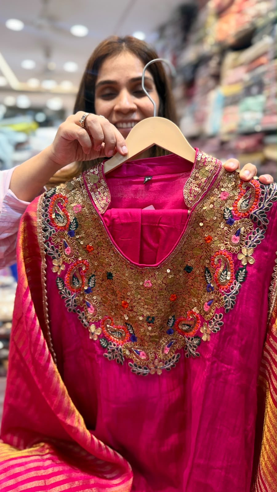 When Fuchsia Meets Gold – Luxury Festive Suit Set ✨
