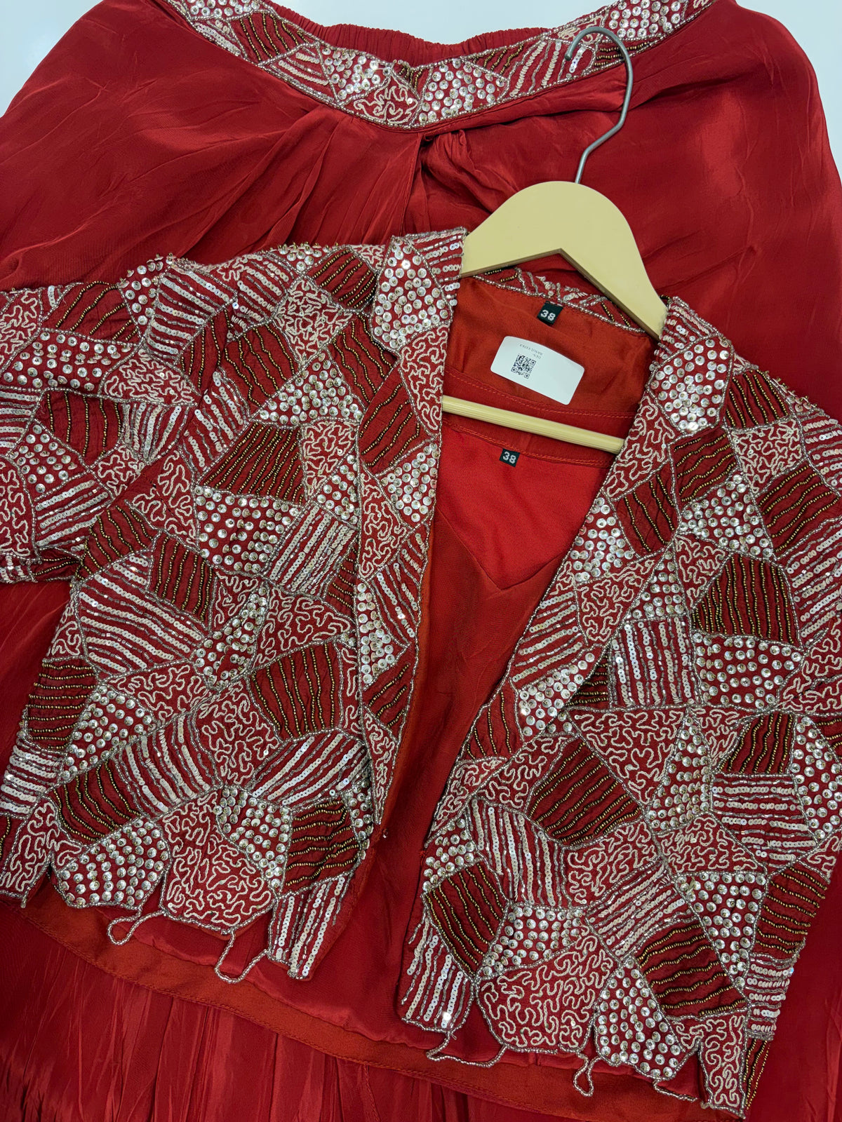 Crimson Beyond Ordinary – Luxury Dhoti Skirt Set { Limited Edition }