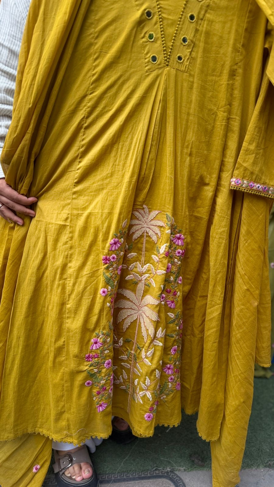 Palm Garden Embroidered Cotton Suit Set