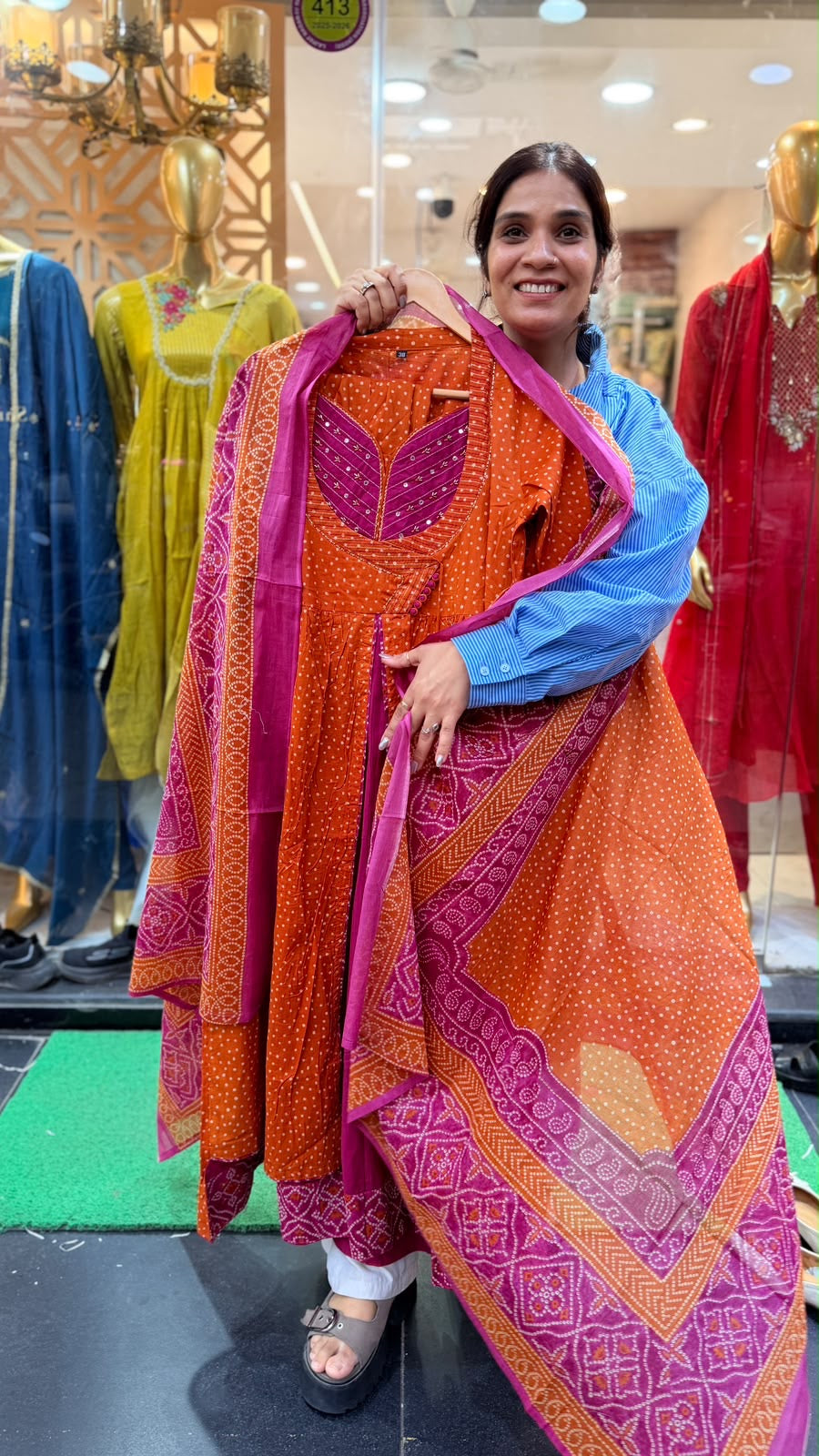 The Bandhani Geometry – Anarkali Suit Set ⭐
