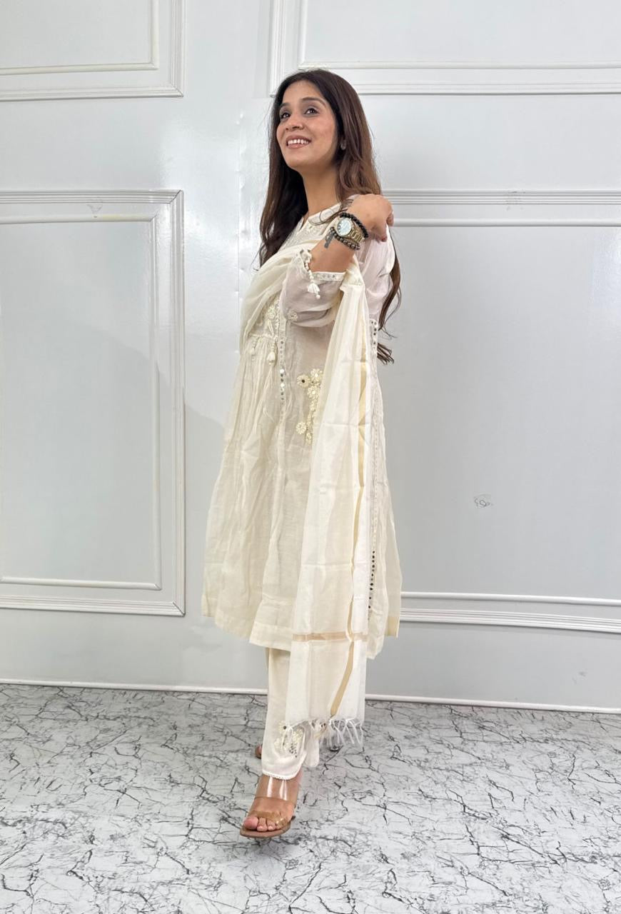 Ivory Grace Mul Chanderi Suit Set