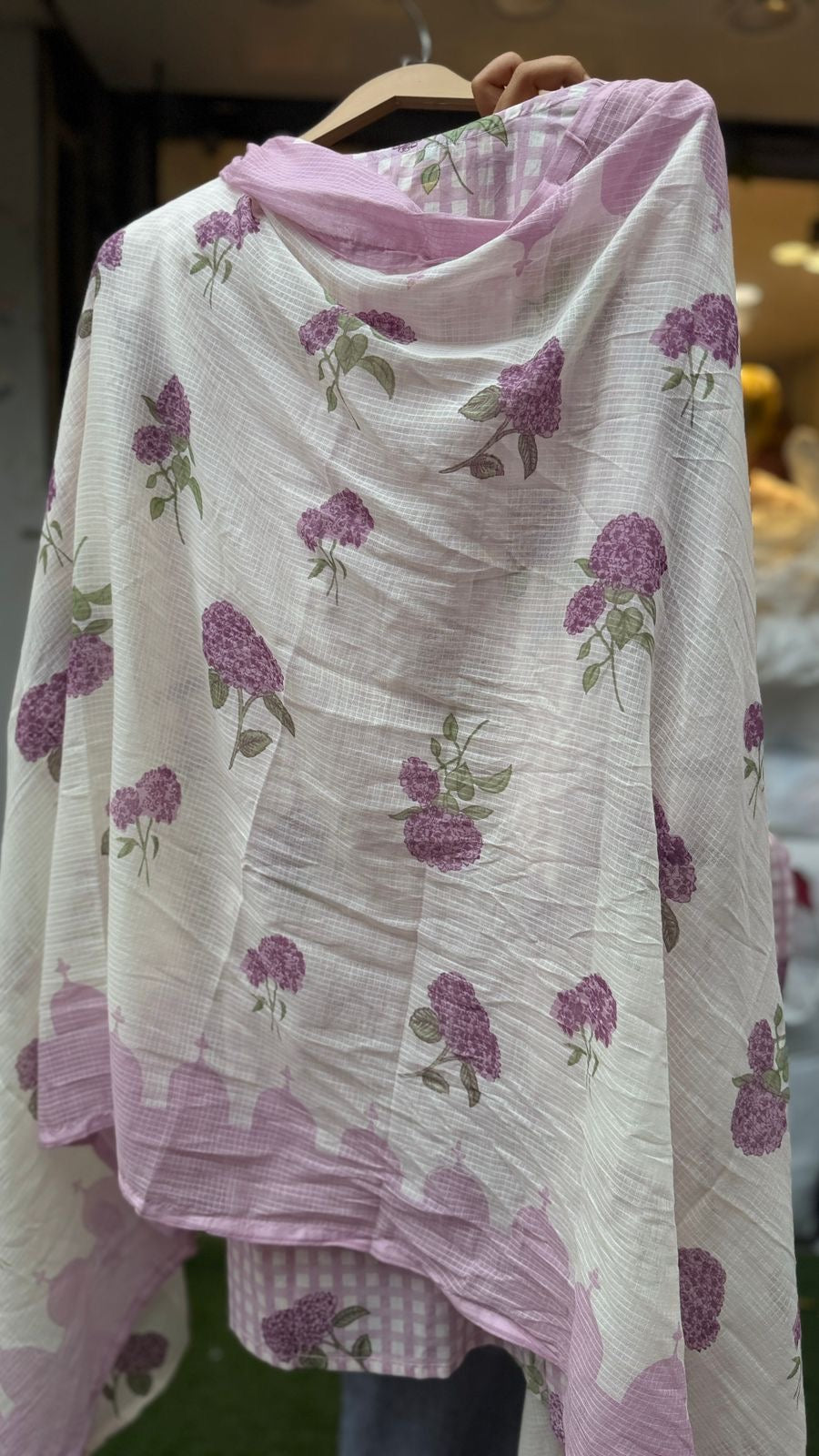 Hydrangea Check Farsi Suit Set