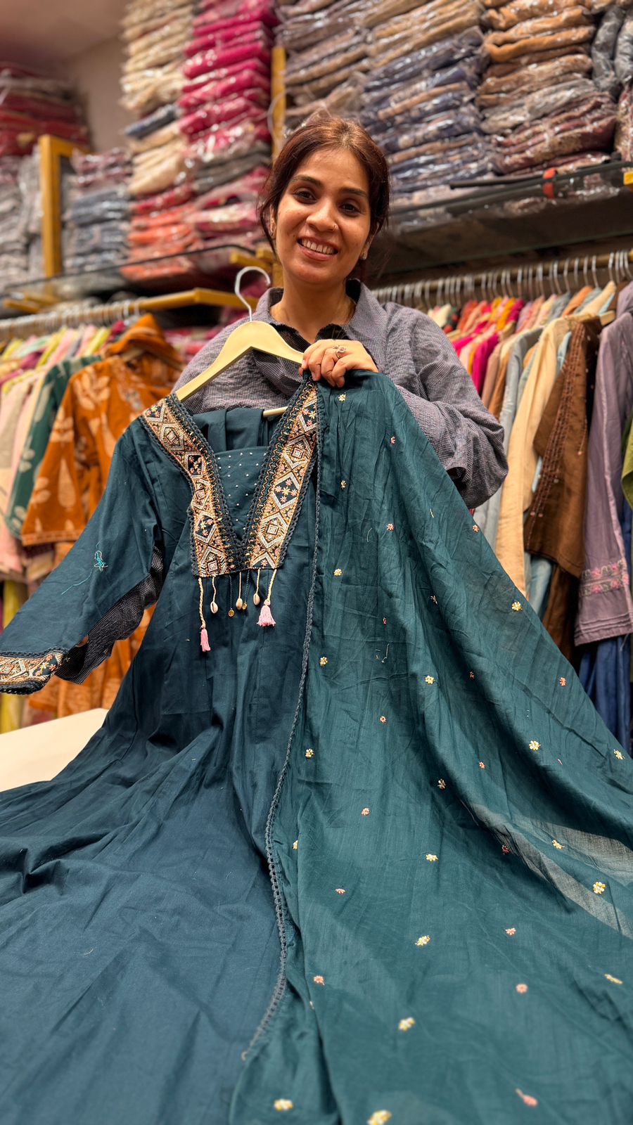Teal Blue Tasseled Suit Set