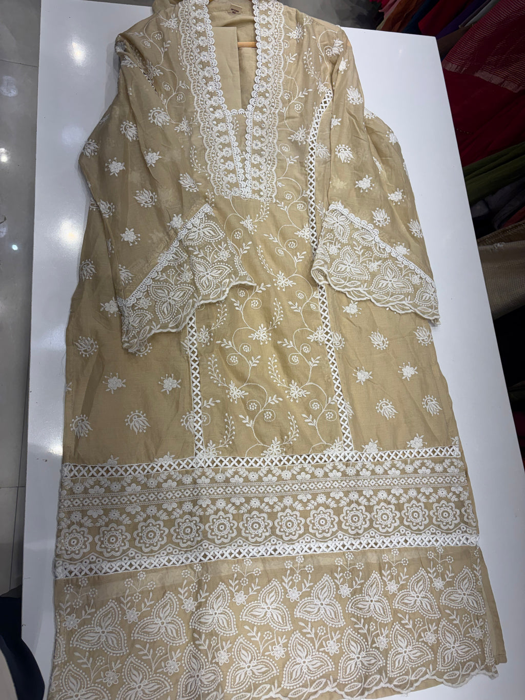 Blush Meets Ivory – Chikankari Straight Suit Set ⭐
