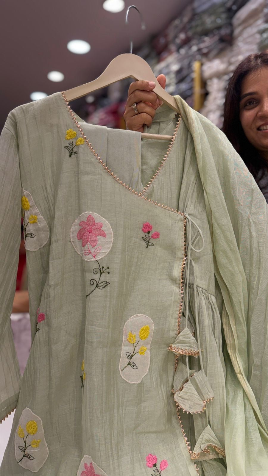Willow Wrap Angrakha Mul Chanderi Suit Set