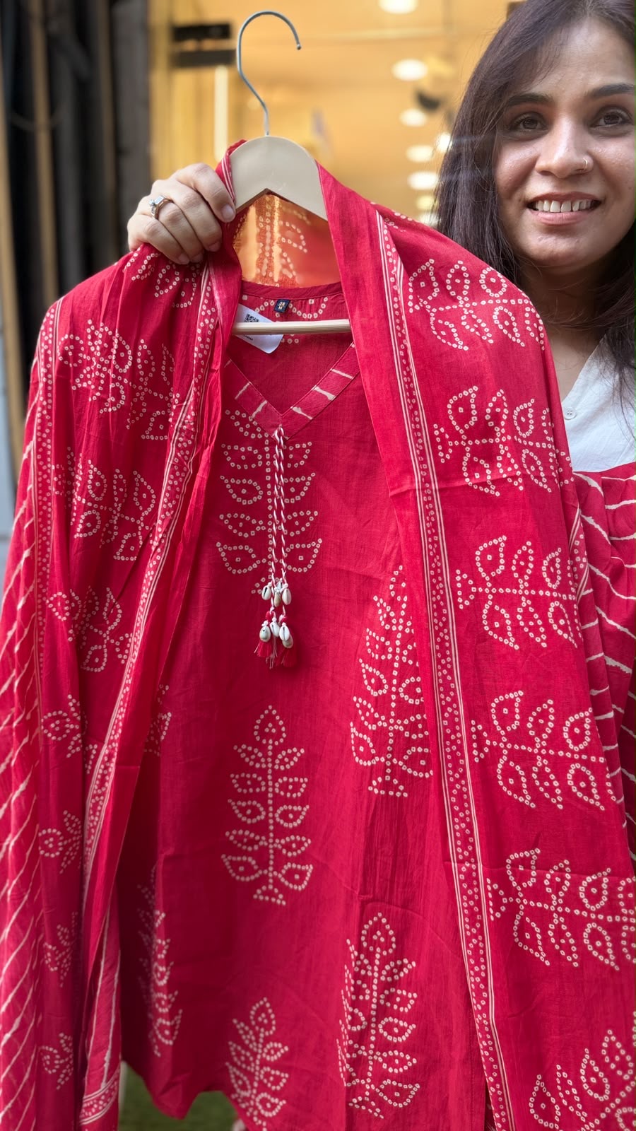 Rouge Monsoon Cotton Leheriya Suit Set