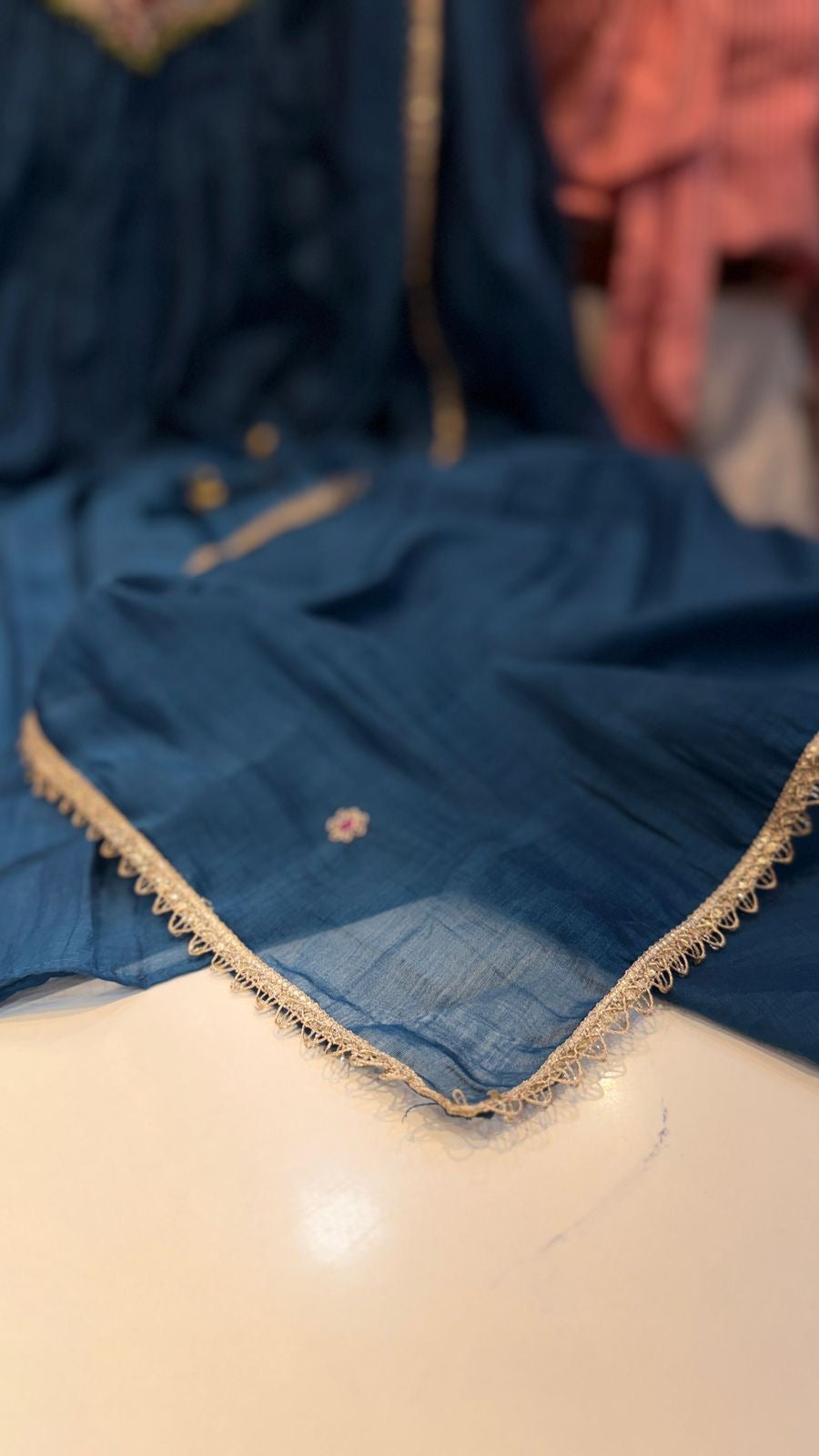 The Embroidered Arc – Mul Chanderi Suit Set