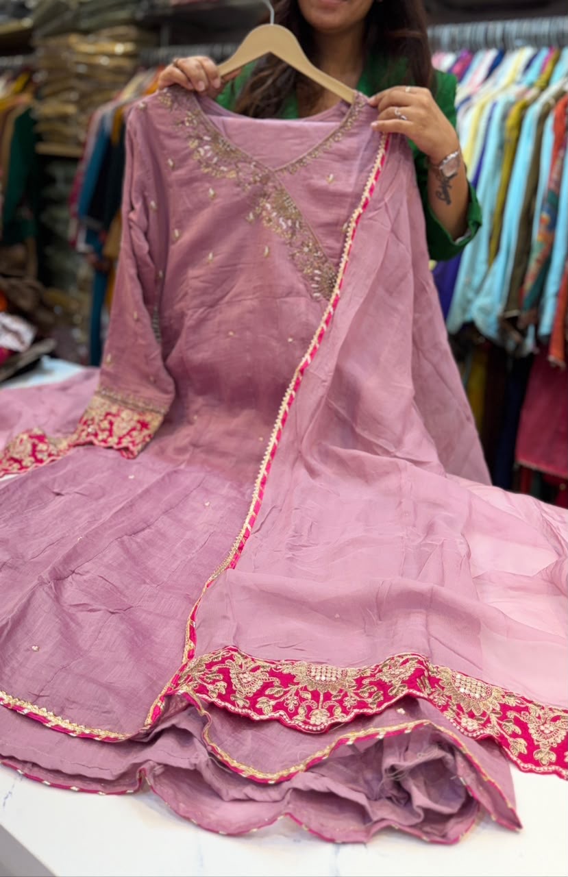 Rosé Royale – Angrakha Mul Chanderi Suit Set