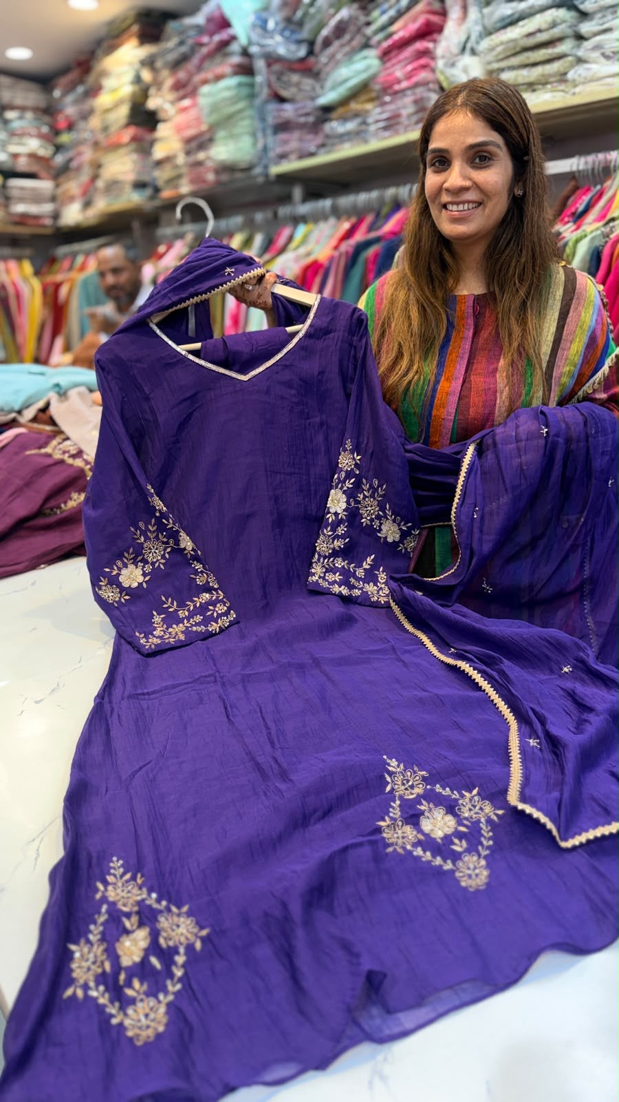A Little Gold, A Lot of Grace – Embroidered Festive Suit Set