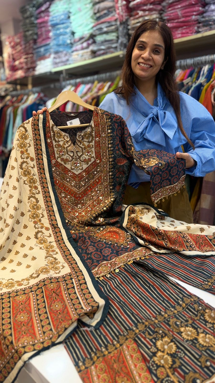 The Ajrak Afterglow – Embellished Suit Set — Kareena Inspired