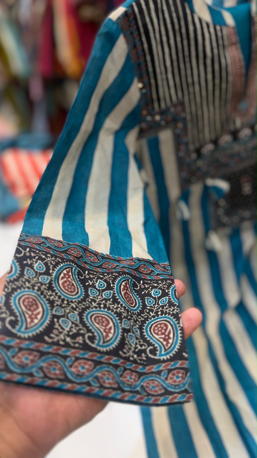 When Stripes Met Ajrakh – Printed Suit Set