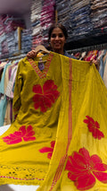 Golden Bloom Applique Suit Set
