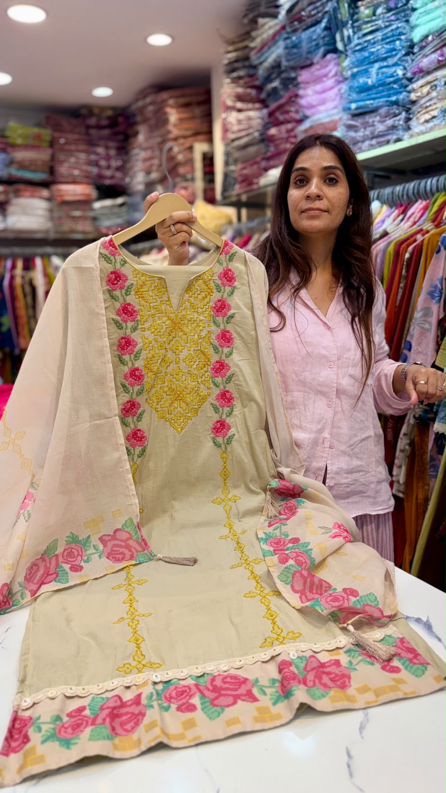 Roses Found Their Geometry – Embroidered Suit Set