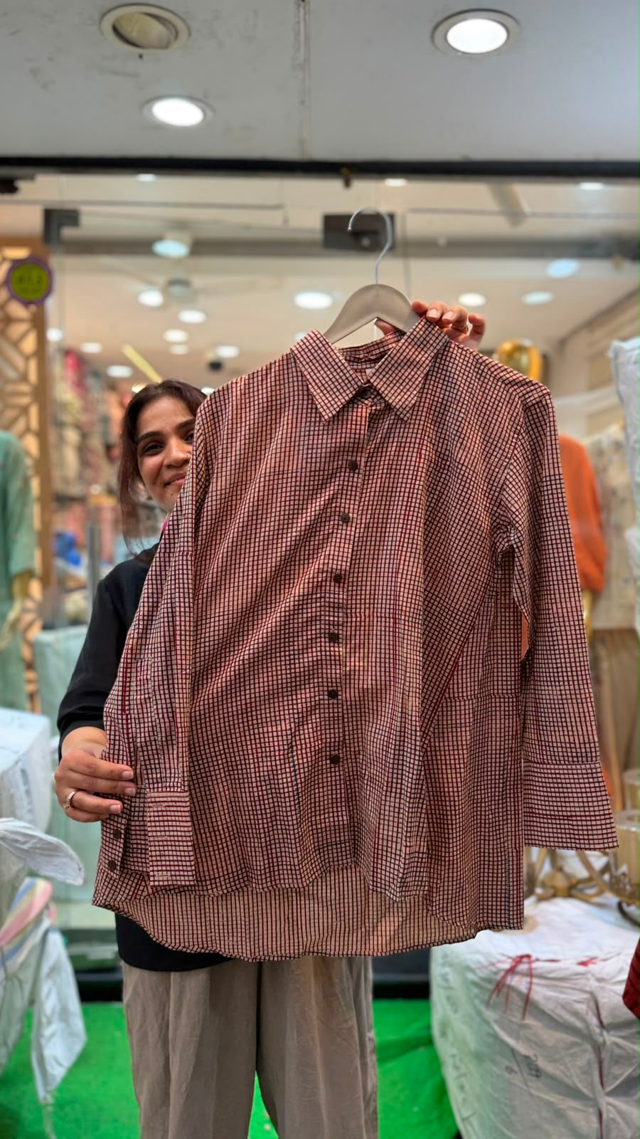 Bordeaux Grid Cotton Shirt
