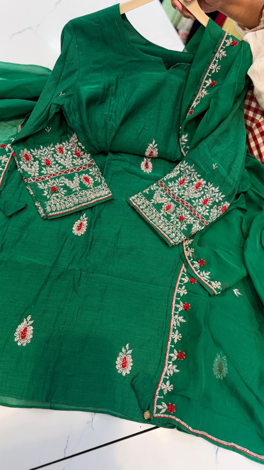 A Little Sparkle, A Lot of Charm – Embroidered Mul Chanderi Set ✨