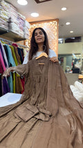 Olive Mocha / Grace Ivory Mul Chanderi Suit Set
