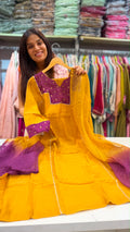 Auric Bloom Mul Chanderi Suit Set