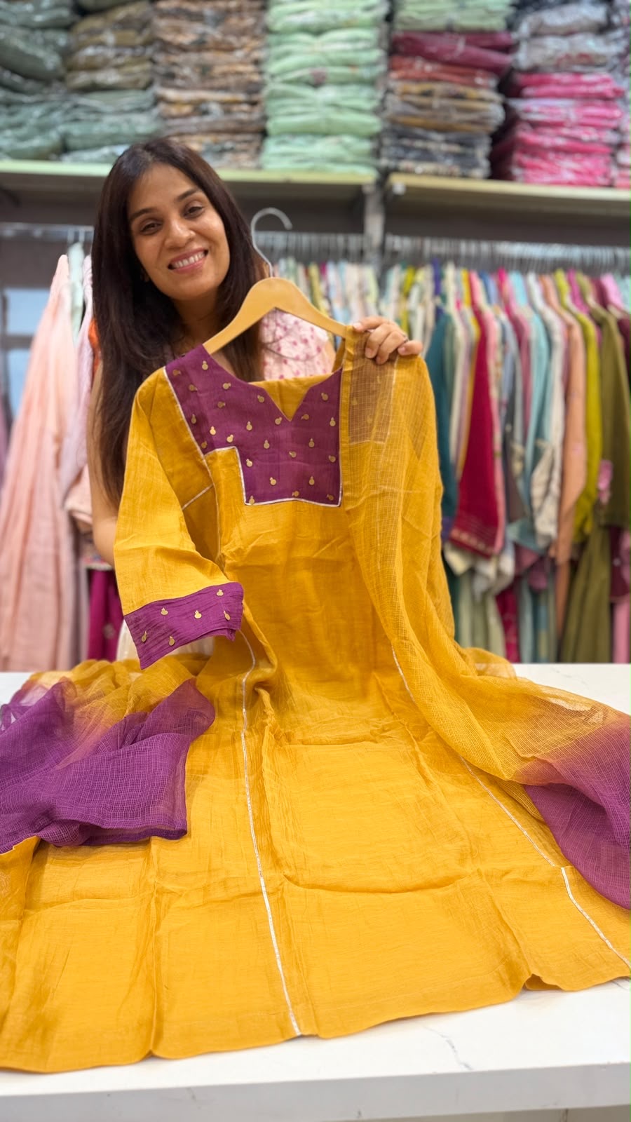 Auric Bloom Mul Chanderi Suit Set