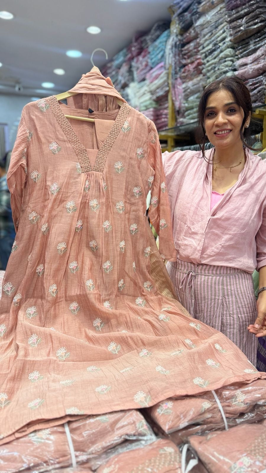 Dreaming in Blush Tones ~ Mul Chanderi