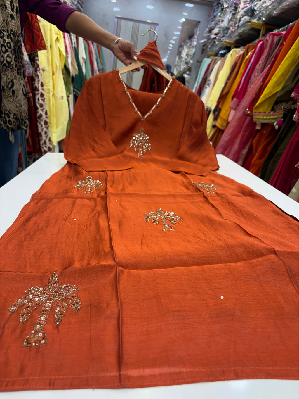 Rust, Set in Gold – Dola Silk Suit Set ⭐