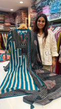 When Stripes Met Ajrakh – Printed Suit Set