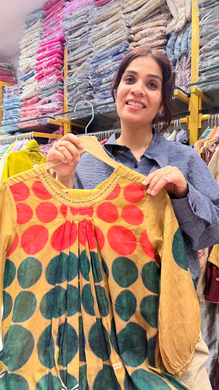Sunset Polka Bloom Kurta Pant