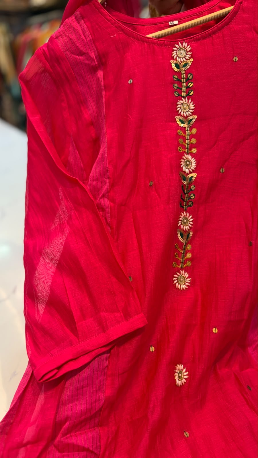 A Beautiful Distraction – Embroidered Mul Chanderi Suit Set