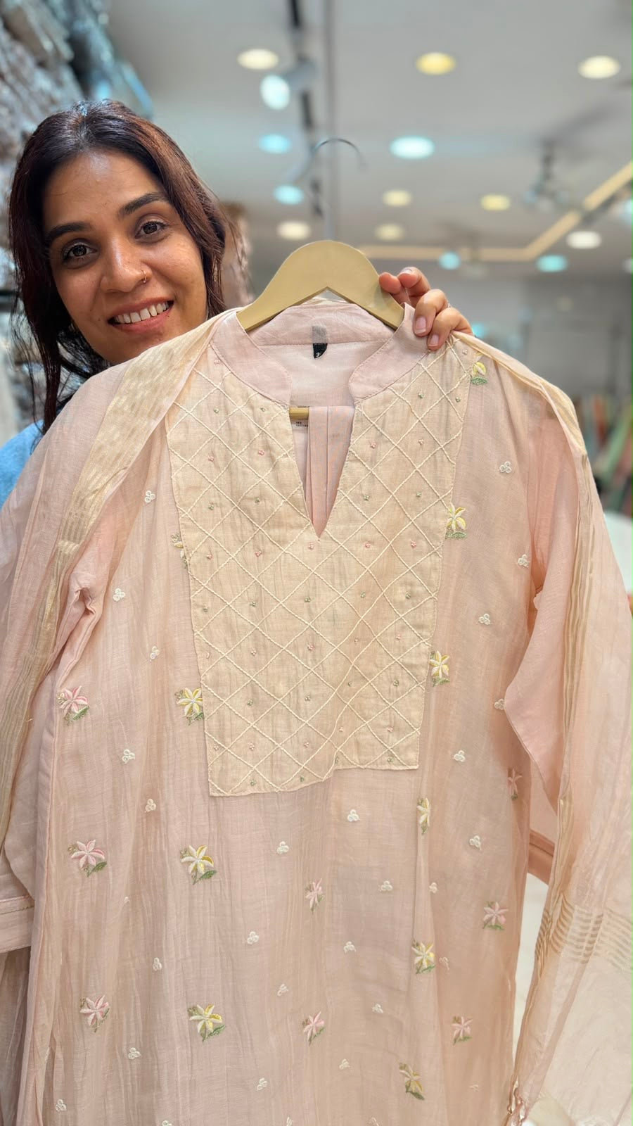 Blush Petaline Mul Chanderi Suit Set