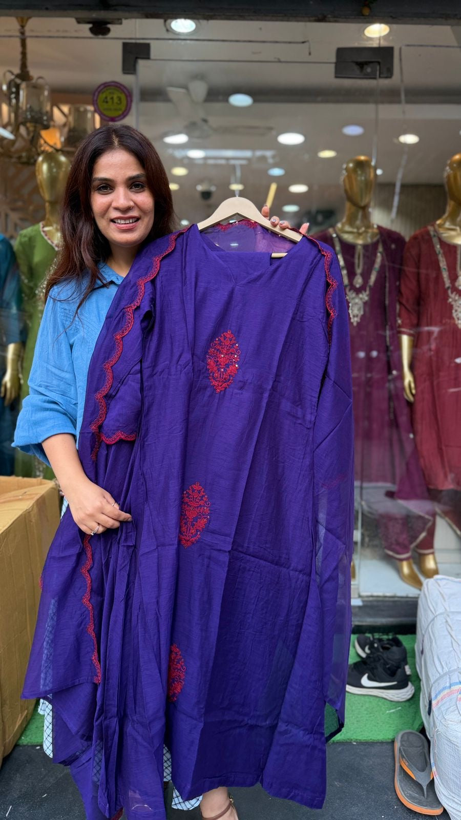 The Colour Correspondence – Mul Chanderi Suit Set