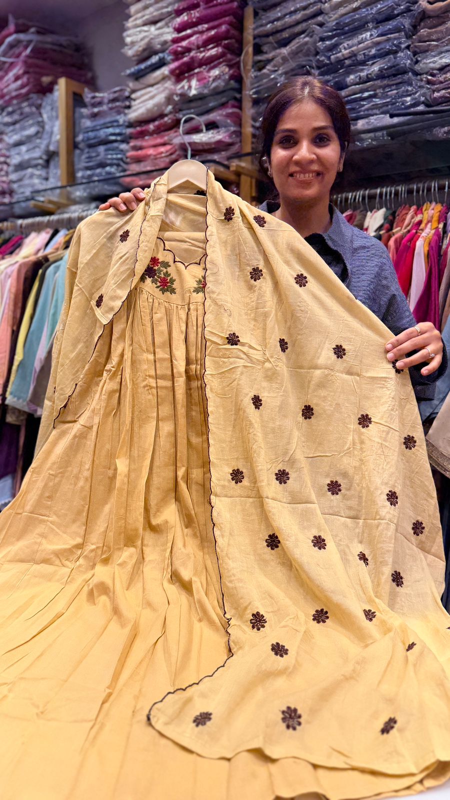 Butter Yellow Embroidered Suit Set