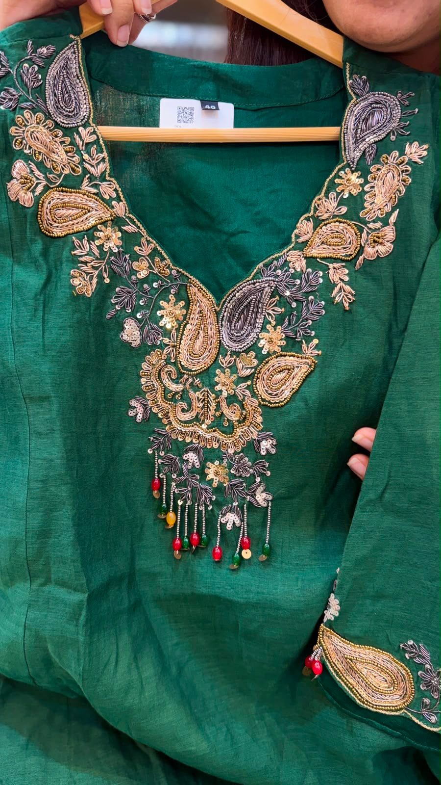Majestic Moss Ensemble- Mul Chanderi