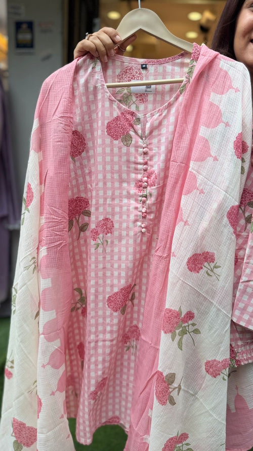 Hydrangea Check Farsi Suit Set
