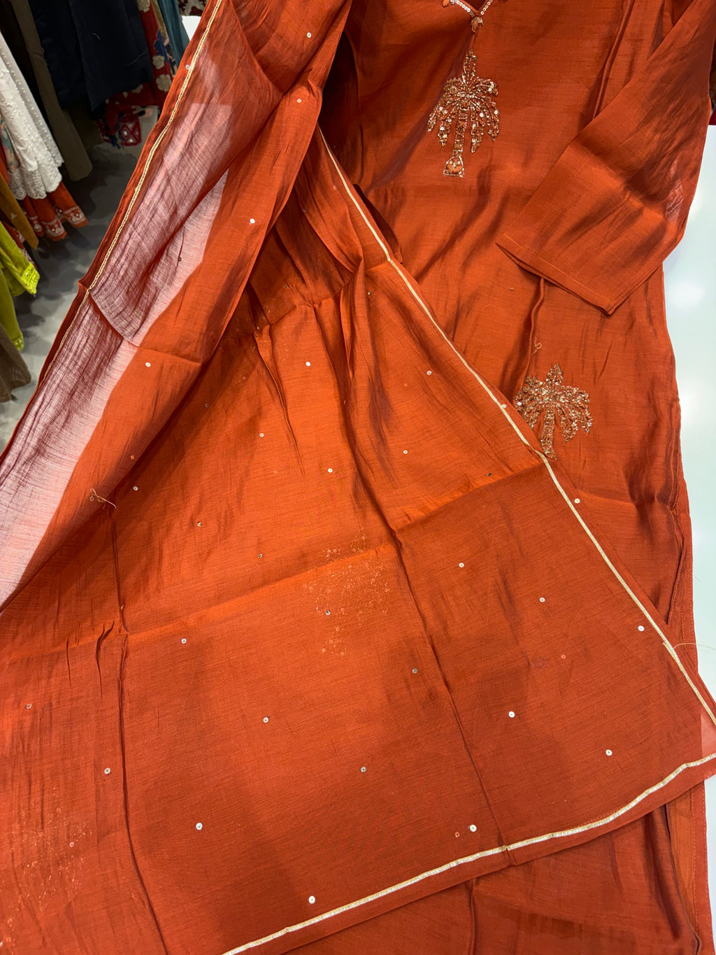 Rust, Set in Gold – Dola Silk Suit Set ⭐