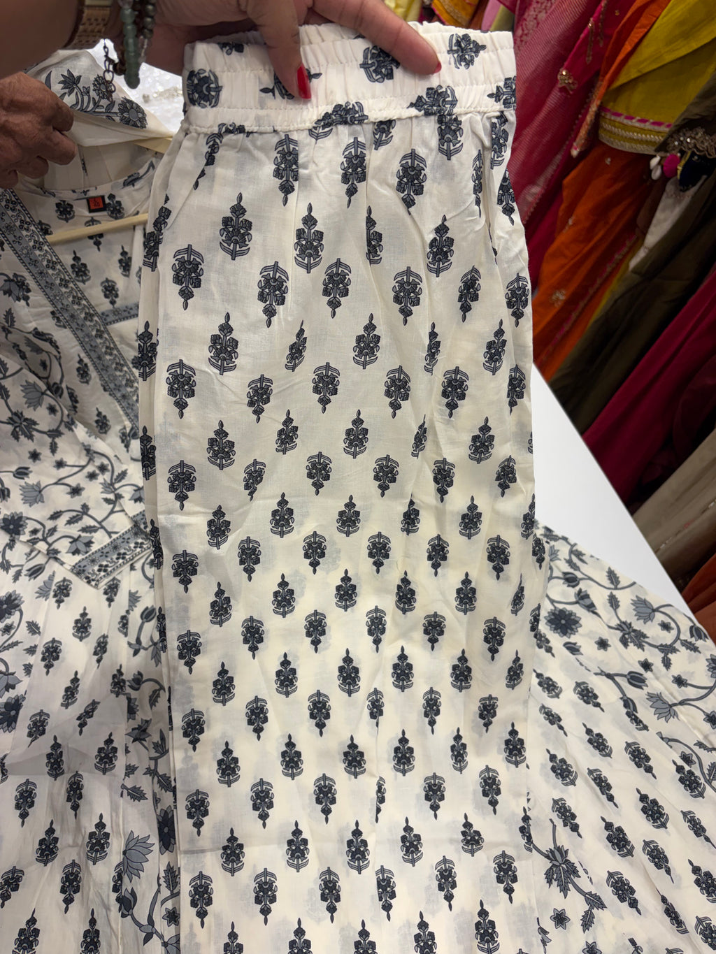 Ink Finds Ivory – Printed Anarkali Suit Set ⭐