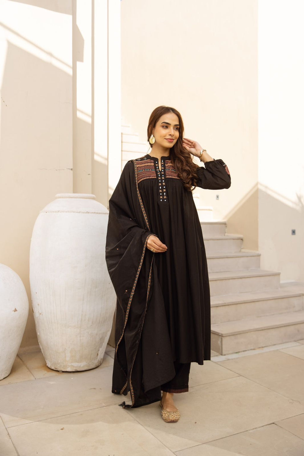 Midnight Zoya Embroidered Suit Set