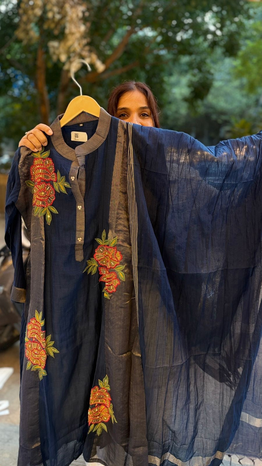 Midnight Bloom Mul Chanderi Suit Set