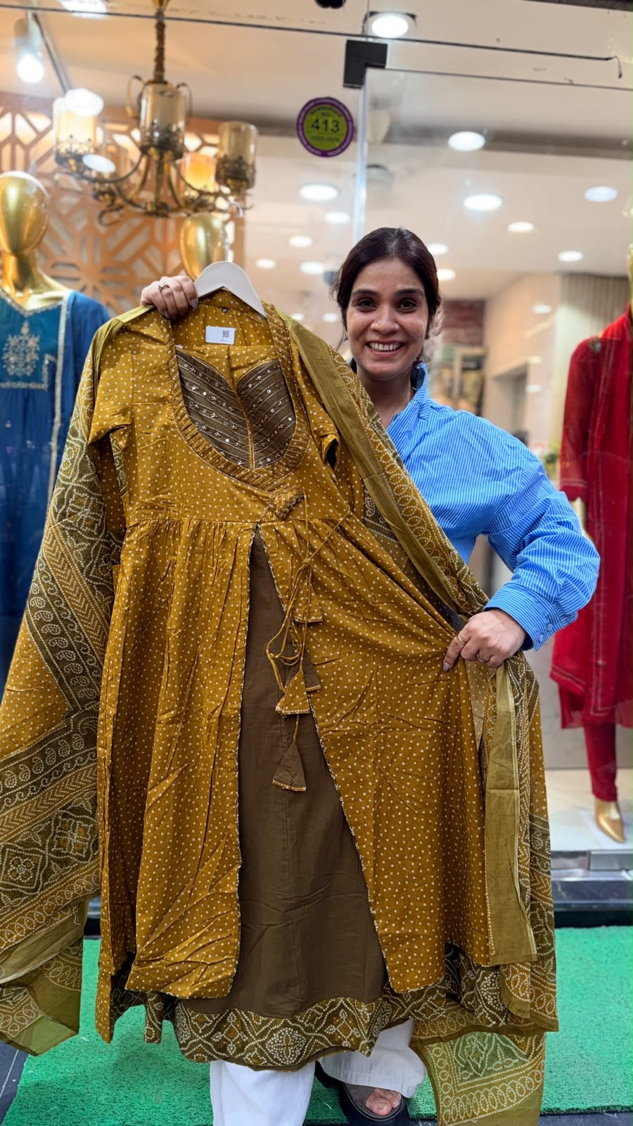 The Bandhani Geometry – Anarkali Suit Set ⭐