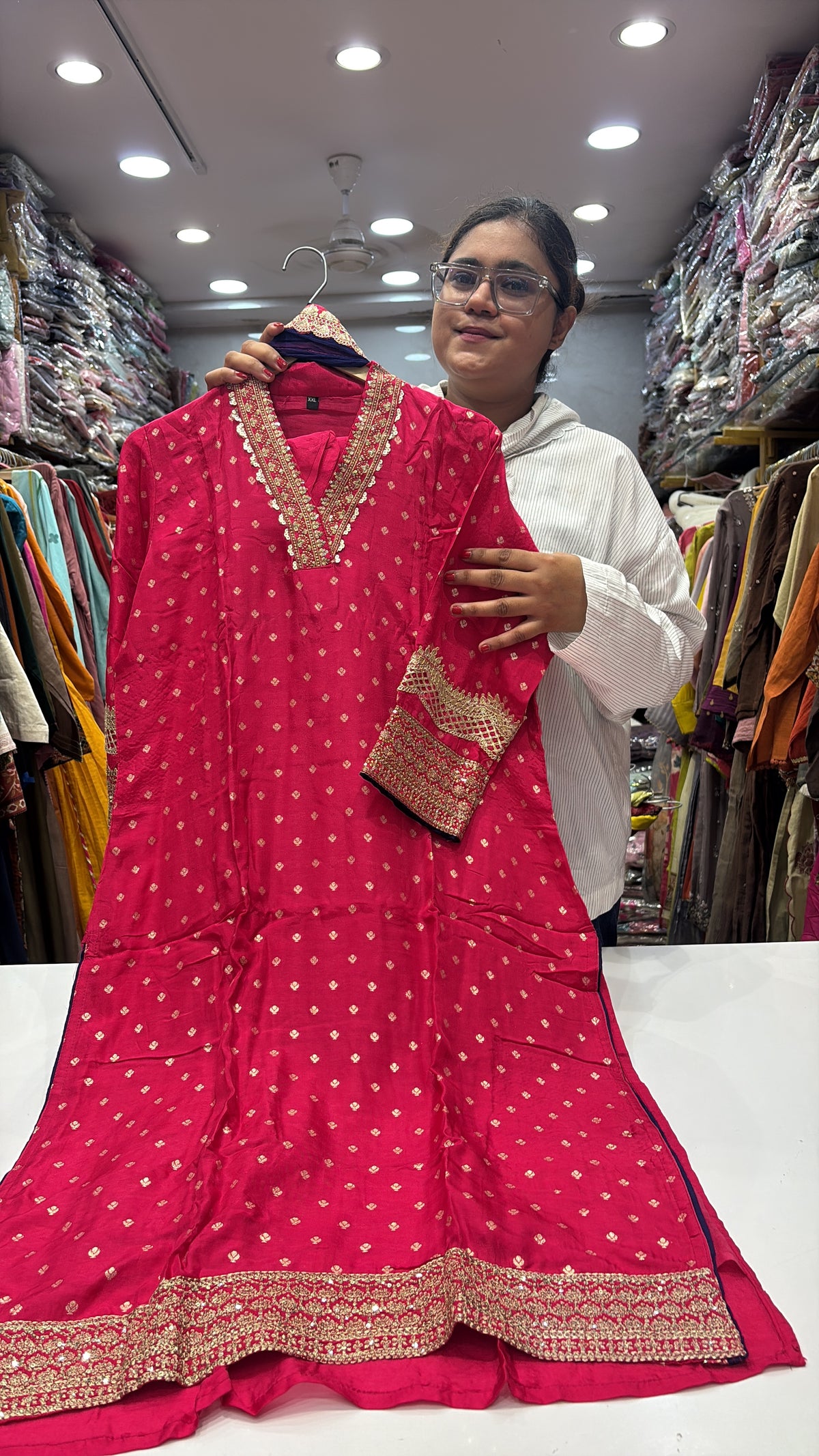 Pink, Dipped in Gold – Banarasi Silk Suit Set